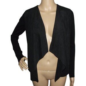 INC International Concepts Cardigan Womens PP XSP Black Faux Suede Front draped